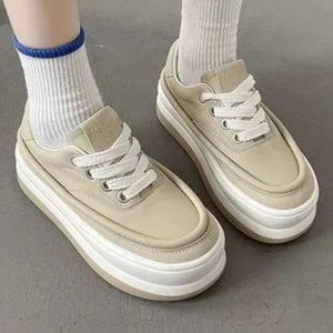 women's new autumn thick-soled lace-up white shoes